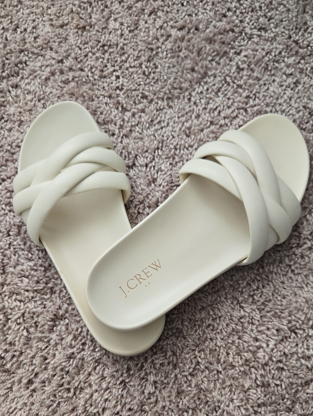 J. Crew Cream Braided Slide Sandals